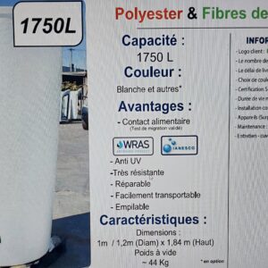 Cuves de stockage en Polyester et Fibre de verre_WARS_Anti UV_1 750 Litres