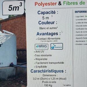 Cuves de stockage en Polyester et Fibre de verre_WARS_Anti UV_5 000 Litres