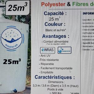 Cuves de stockage en Polyester et Fibre de verre_WARS_Anti UV_25 000 Litres